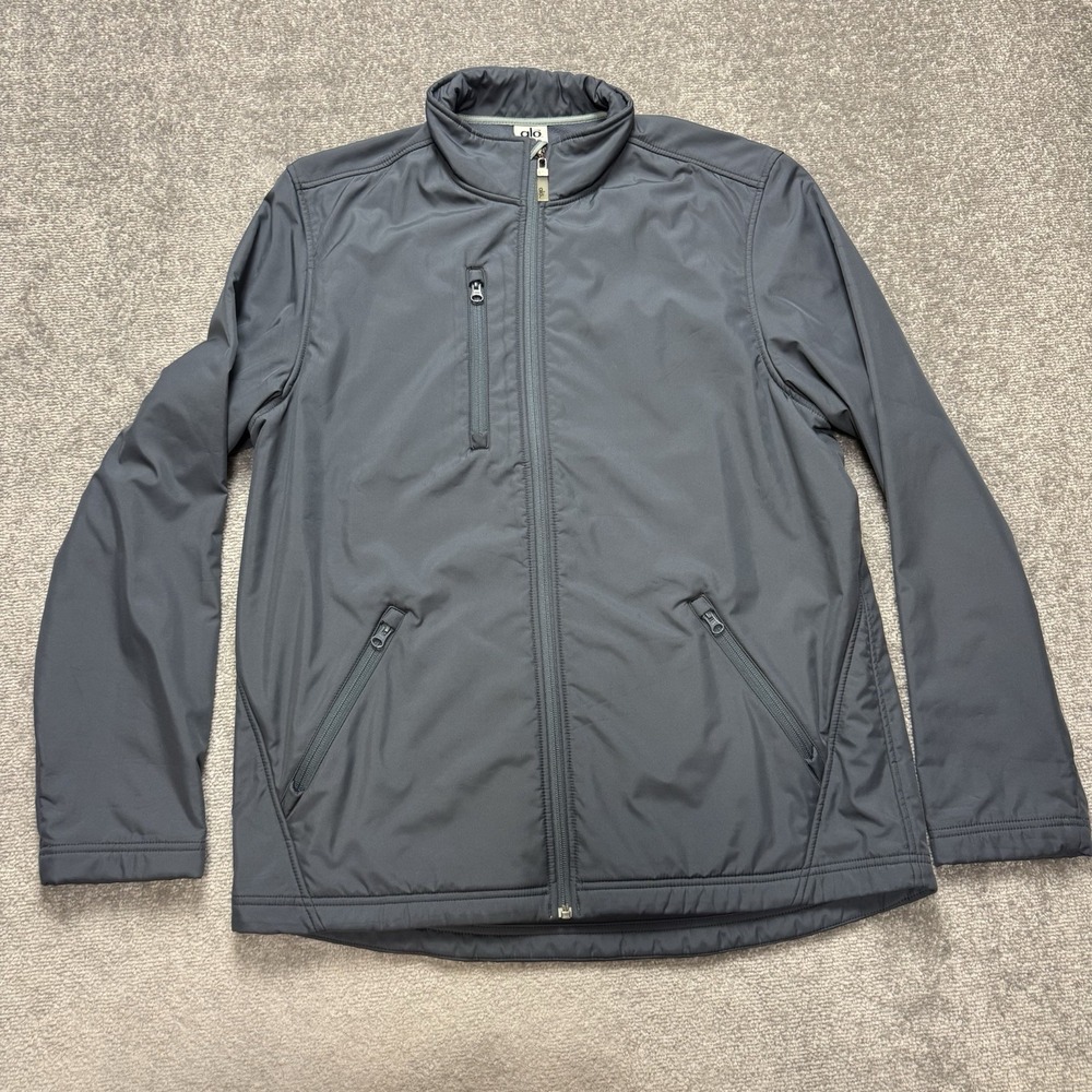 Alo Men's XL Jacket Blue-Gray Zip Softshell Athletic Hiking